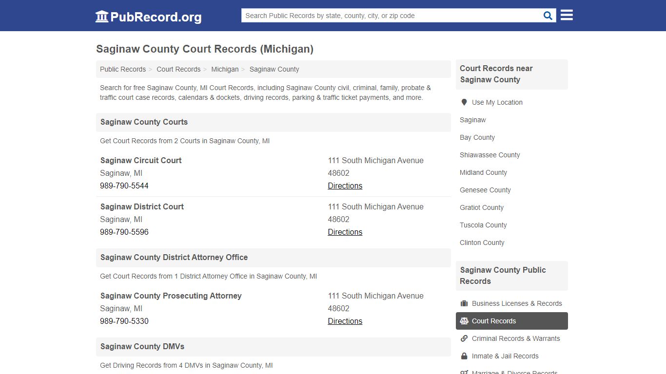 Free Saginaw County Court Records (Michigan Court Records)